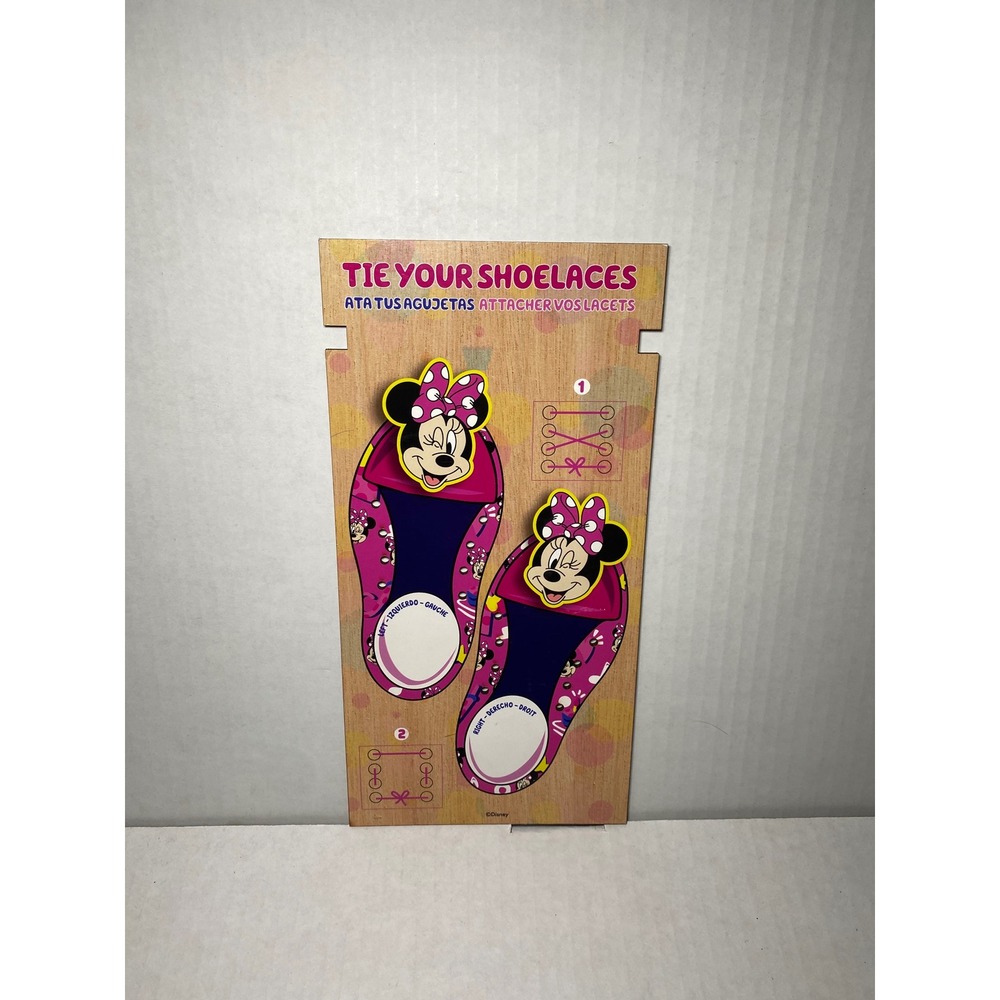 Disney‎ Minnie Mouse Wooden Tie Your Shoelaces Practice Board Educational Toy